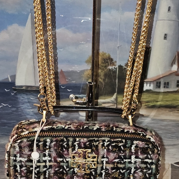 Tory Burch  Britten Tweed MultiColor Mini Top Handle Bag with Chain Strap Nwot - Picture 9 of 16